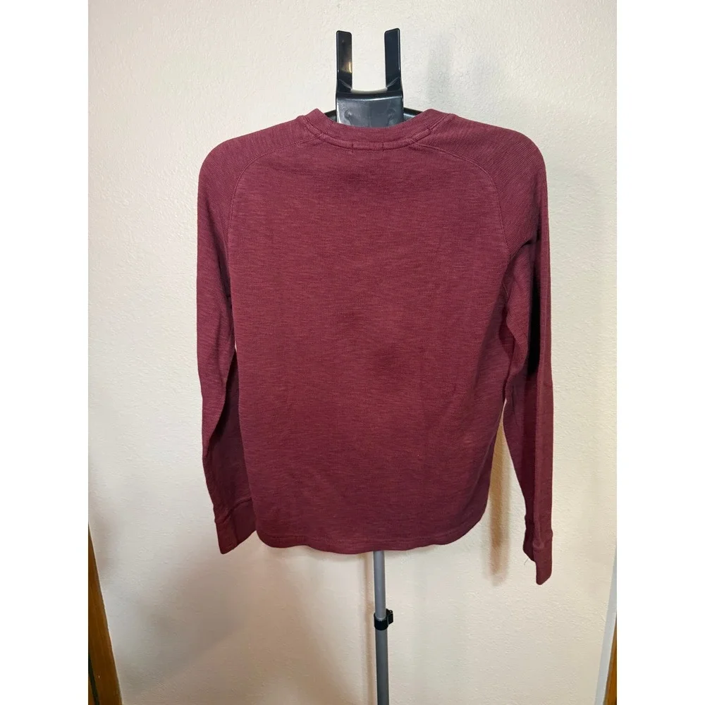 Banana Republic Mens Small Burgundy Raglan Long Sleeve Crewneck Slub Knit Top